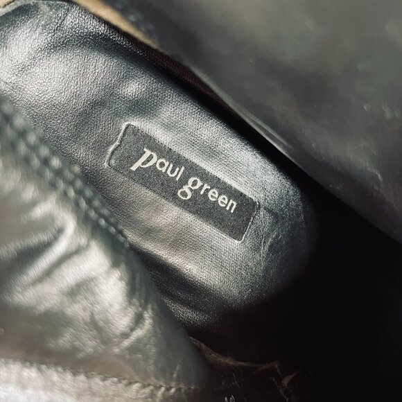 Paul Green Delgado Size 7.5 Booties Black Suede Side Zippers Stacked Heels - Picture 9 of 11